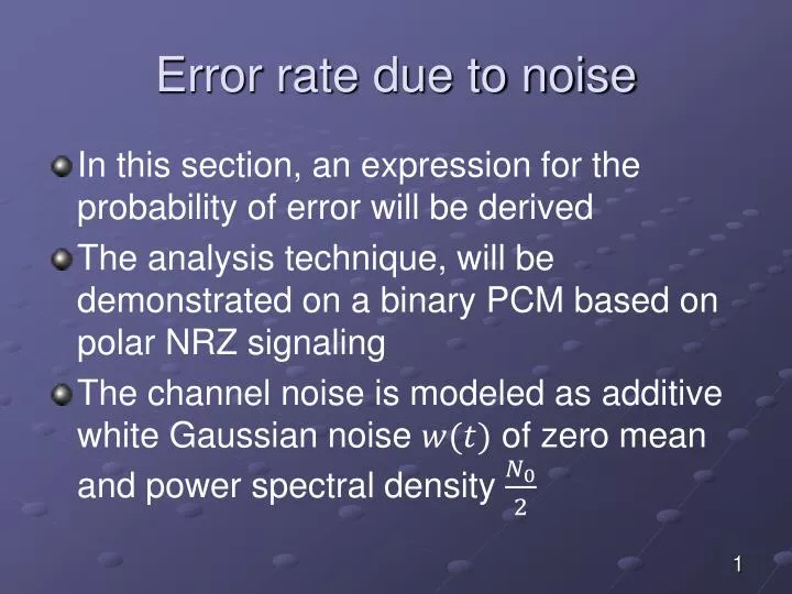 error rate due to noise