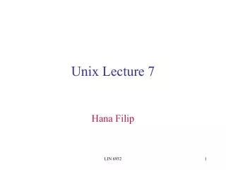 Unix Lecture 7