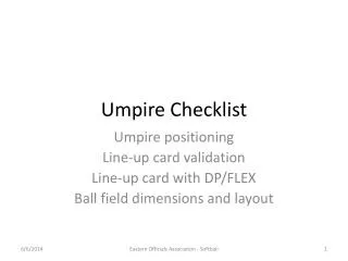 Umpire Checklist