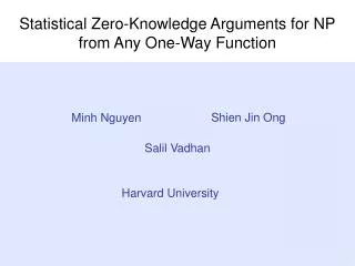Statistical Zero-Knowledge Arguments for NP from Any One-Way Function