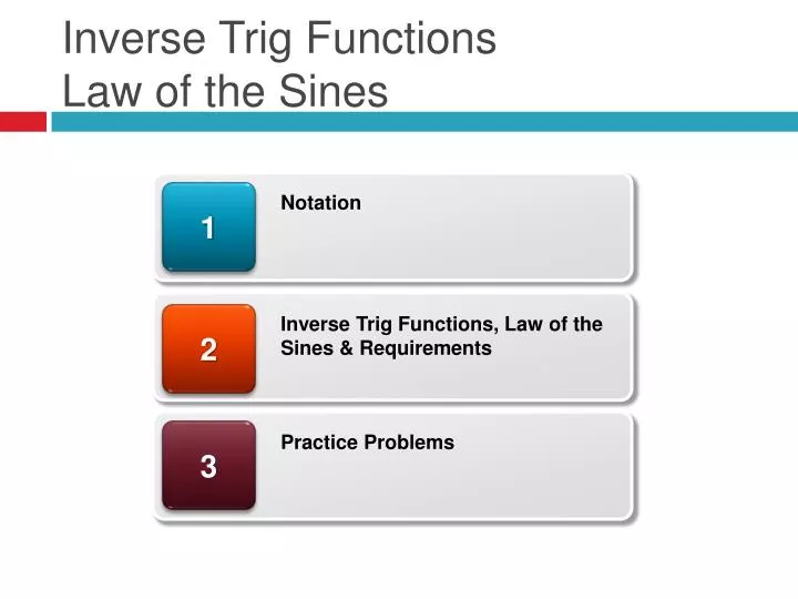 inverse trig functions law of the sines