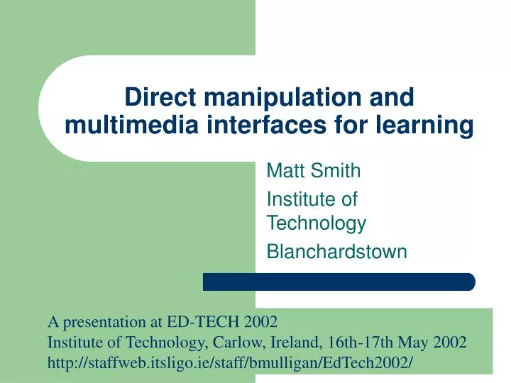 direct manipulation and multimedia interfaces for learning