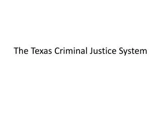 The Texas Criminal Justice System