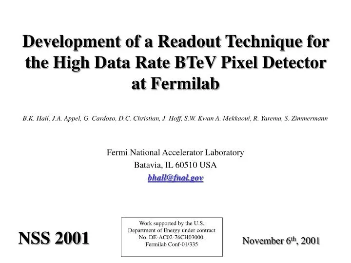 development of a readout technique for the high data rate btev pixel detector at fermilab