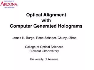 Optical Alignment with Computer Generated Holograms