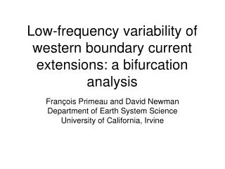 Low-frequency variability of western boundary current extensions: a bifurcation analysis