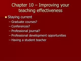 Chapter 10 – Improving your teaching effectiveness