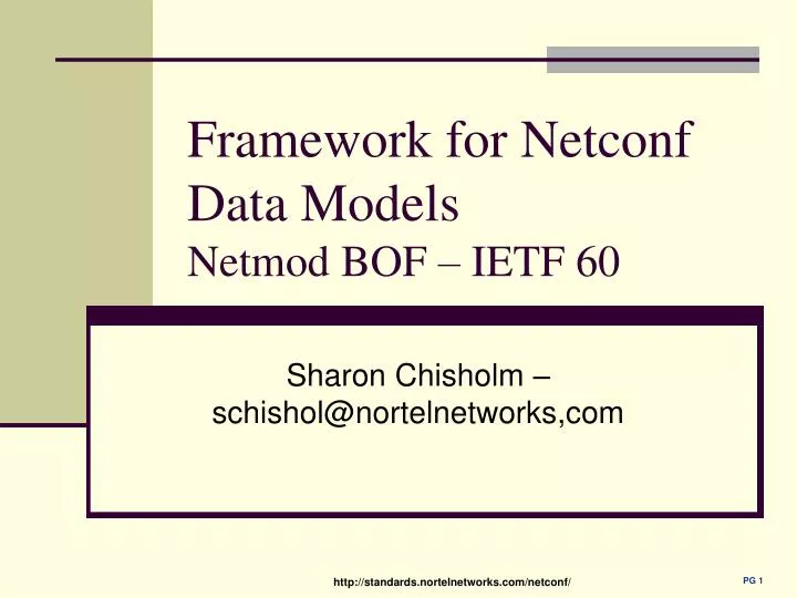 framework for netconf data models netmod bof ietf 60