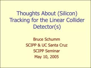 Thoughts About (Silicon) Tracking for the Linear Collider Detector(s)