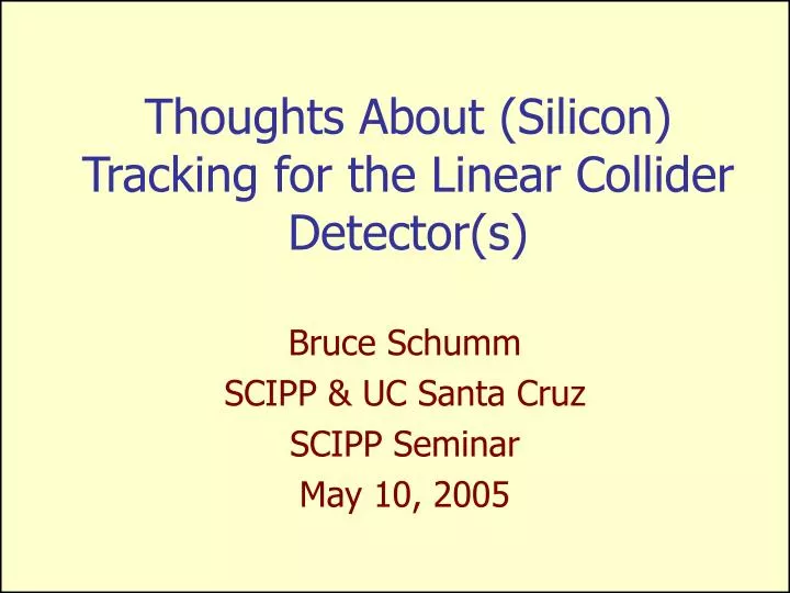 thoughts about silicon tracking for the linear collider detector s