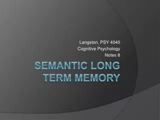 Semantic Long Term Memory