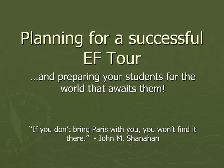 planning for a successful ef tour