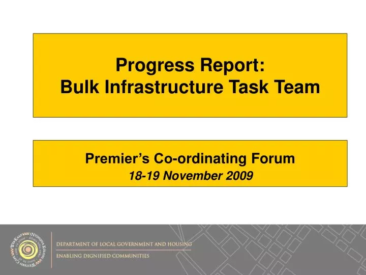progress report bulk infrastructure task team