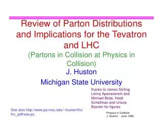Review of Parton Distributions and Implications for the Tevatron and LHC (Partons in Collision at Physics in Collision)