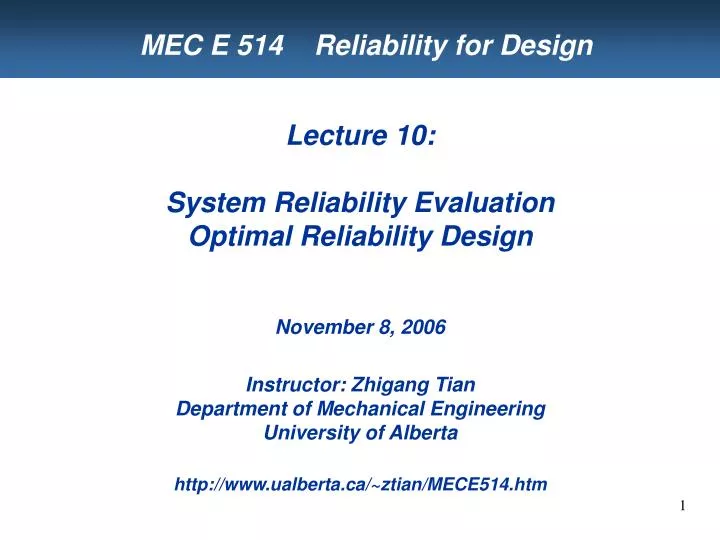 mec e 514 reliability for design