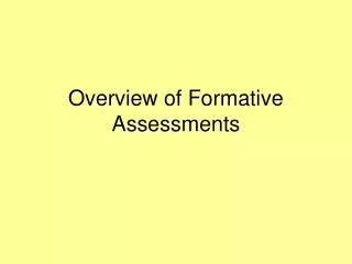 Overview of Formative Assessments
