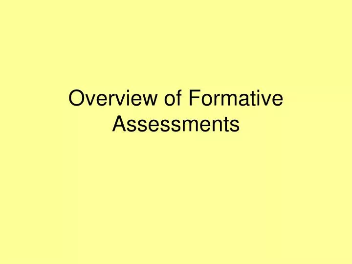 overview of formative assessments