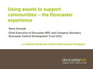 Using assets to support communities – the Doncaster experience