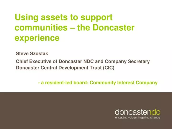 using assets to support communities the doncaster experience