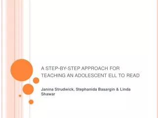 a step-by-step approach for teaching an adolescent ell to read