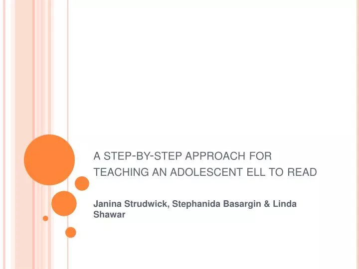a step by step approach for teaching an adolescent ell to read