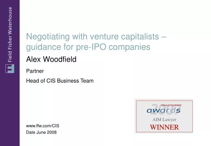 negotiating with venture capitalists guidance for pre ipo companies