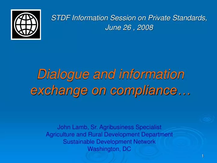 dialogue and information exchange on compliance