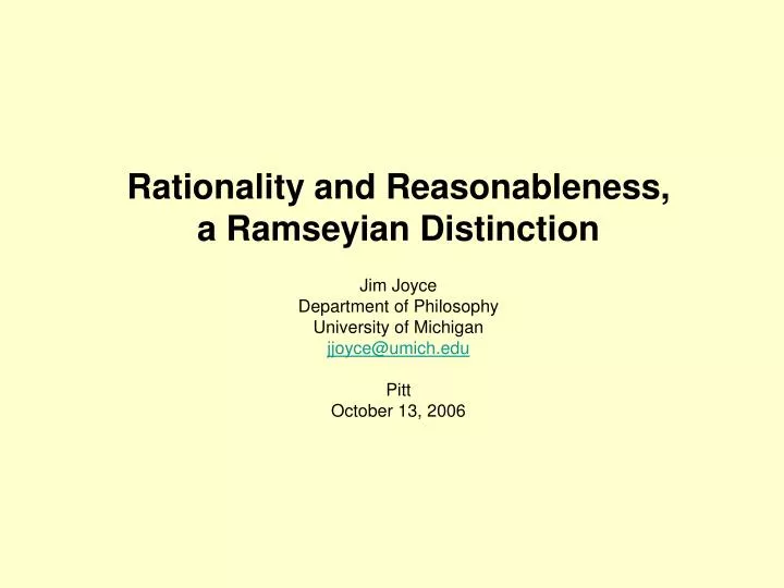 rationality and reasonableness a ramseyian distinction