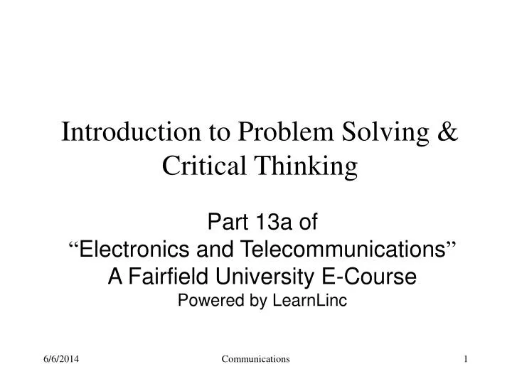 introduction to problem solving critical thinking