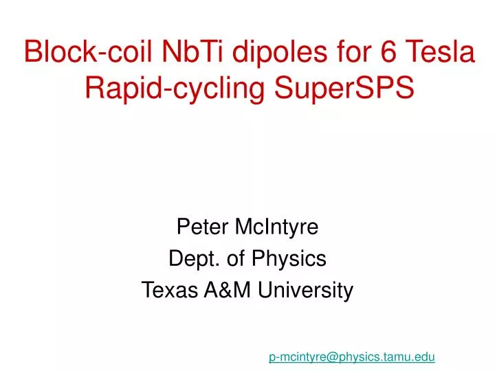 block coil nbti dipoles for 6 tesla rapid cycling supersps