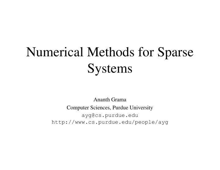 numerical methods for sparse systems