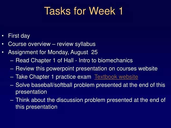 tasks for week 1