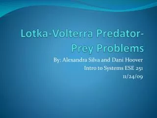 Lotka-Volterra Predator-Prey Problems