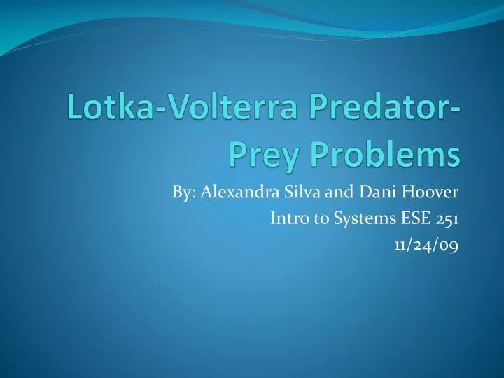 lotka volterra predator prey problems