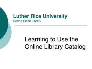 Luther Rice University Bertha Smith Library