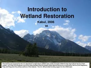 Introduction to Wetland Restoration