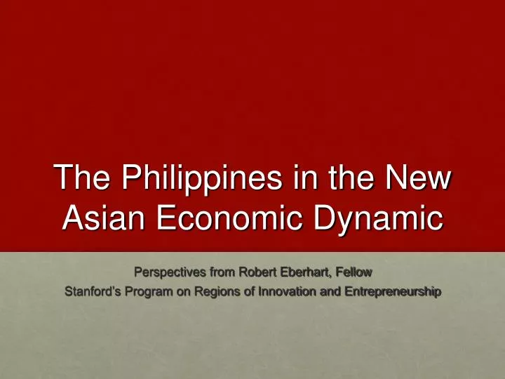 the philippines in the new asian economic dynamic