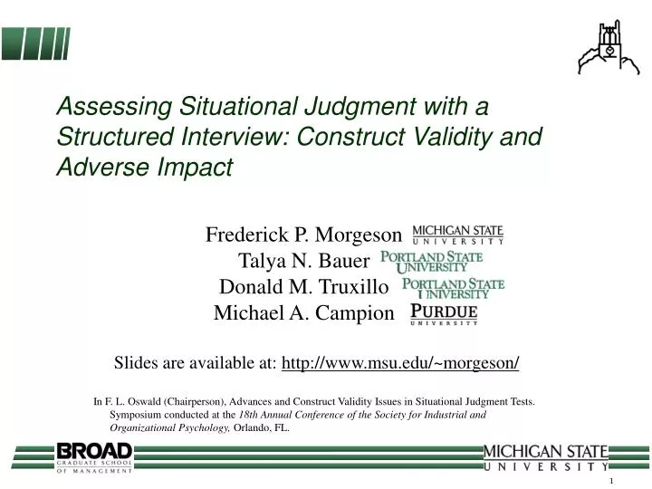 assessing situational judgment with a structured interview construct validity and adverse impact