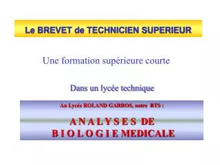 le brevet de technicien superieur