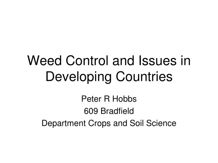 weed control and issues in developing countries