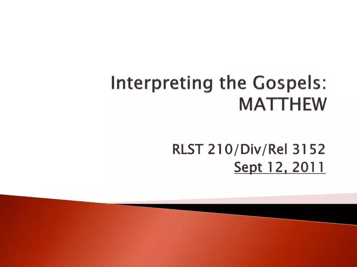 interpreting the gospels matthew