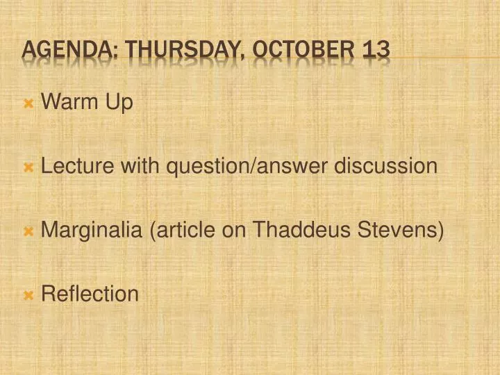 agenda thursday october 13