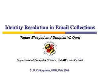 Identity Resolution in Email Collections