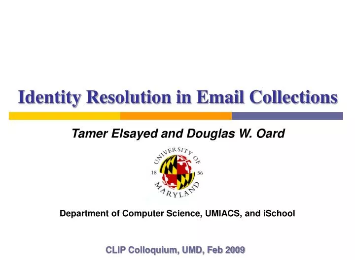 identity resolution in email collections