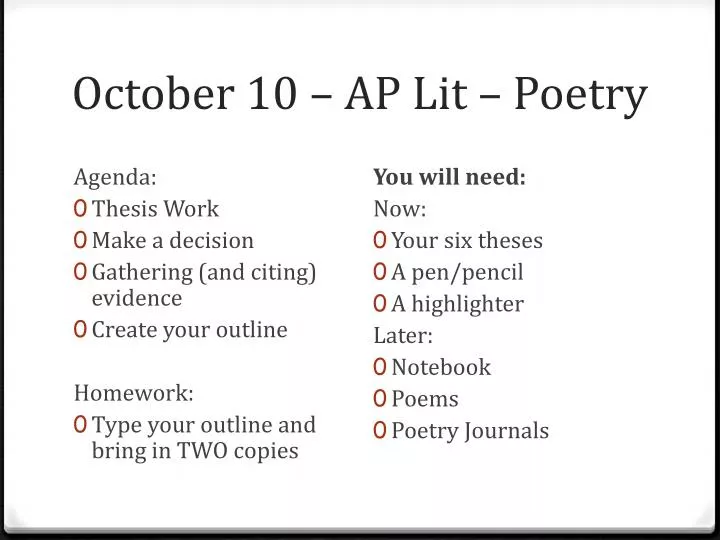 october 10 ap lit poetry