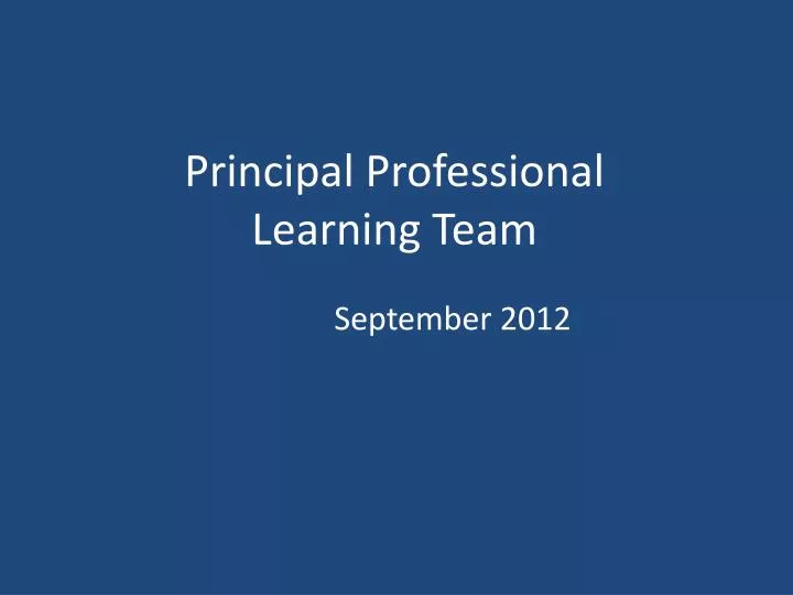 principal professional learning team