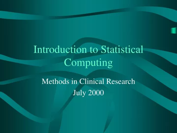 introduction to statistical computing