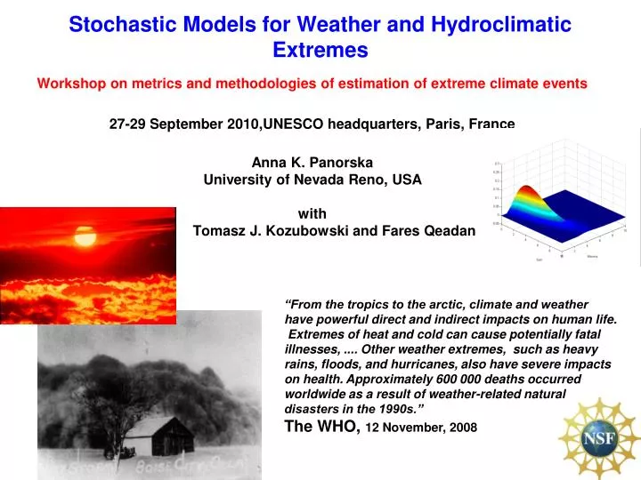 stochastic models for weather and hydroclimatic extremes