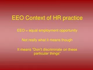 EEO Context of HR practice