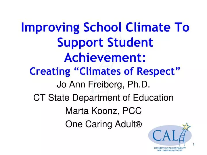 improving school climate to support student achievement creating climates of respect